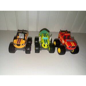Set of 3 Blaze and the Monster Machines Diecast Trucks Checkered 2014 Series - Z
